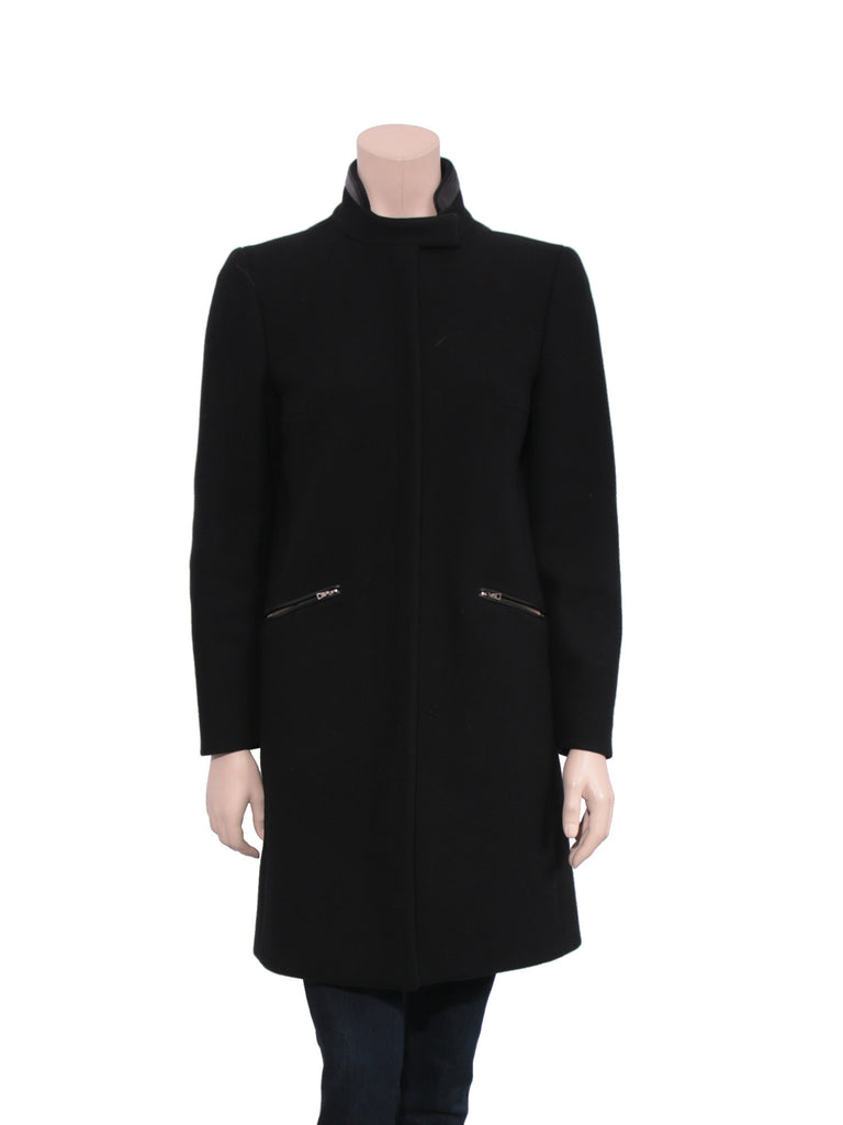 Prada Wool Leather Detail Coat