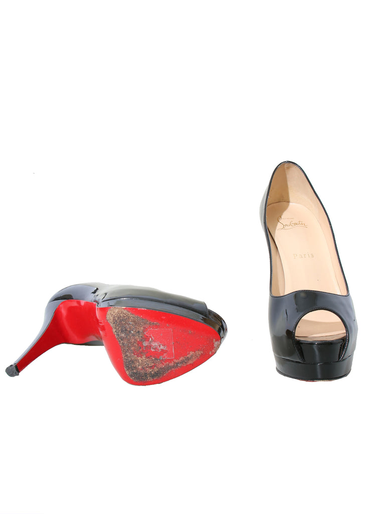Christian Louboutin Peep-Toe Patent Leather Pumps