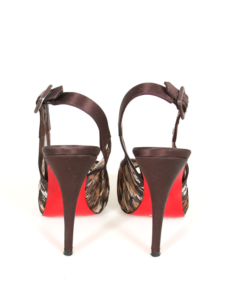 Christian Louboutin Ruched Leopard Chiffon Slingback Pumps