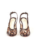 Christian Louboutin Ruched Leopard Chiffon Slingback Pumps