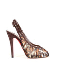 Christian Louboutin Ruched Leopard Chiffon Slingback Pumps