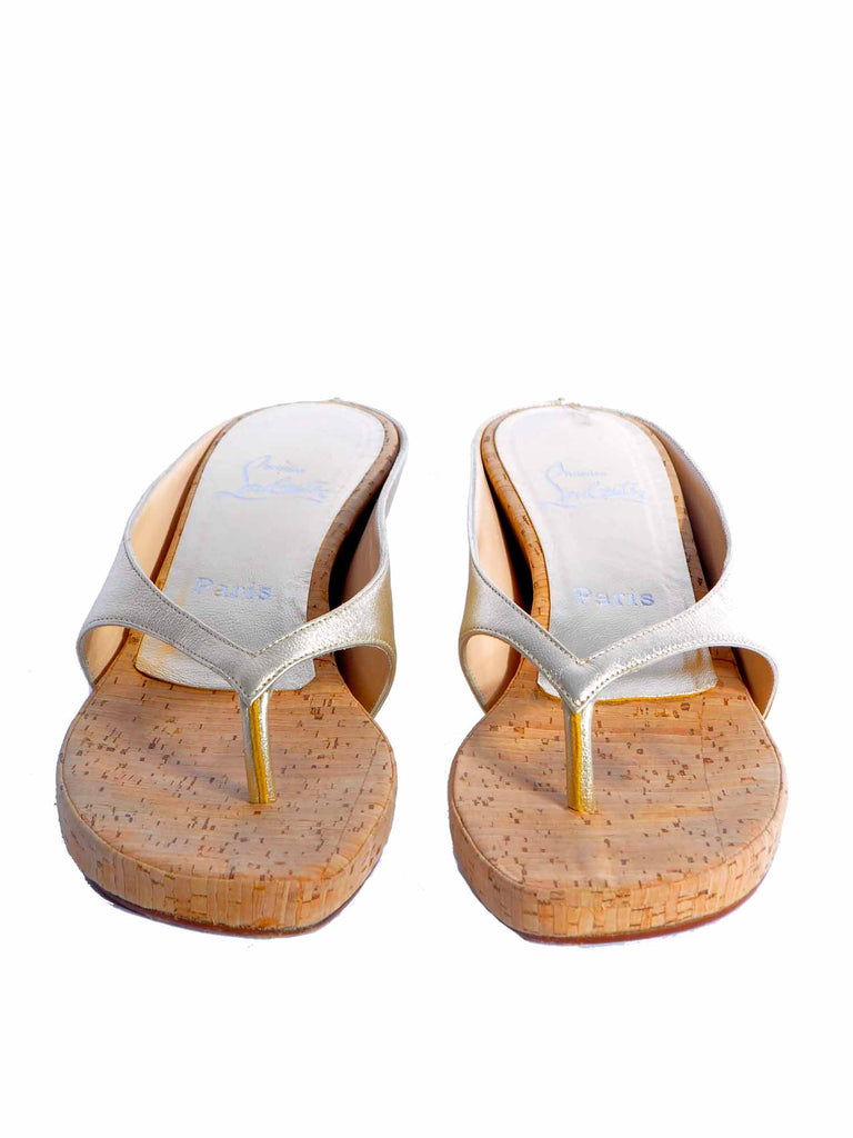 Christian Louboutin Metallic Cork Wedges