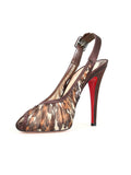 Christian Louboutin Ruched Leopard Chiffon Slingback Pumps