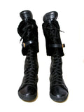 Louis Vuitton Polka Embossed Leather and Fur Tall Boots