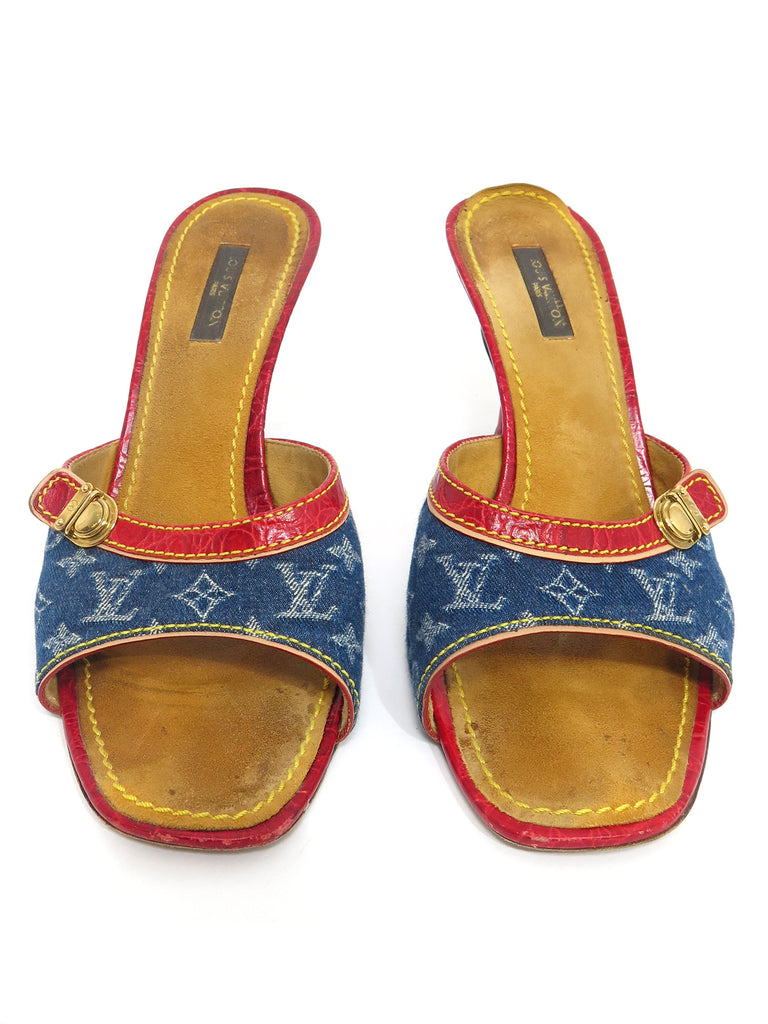 Louis Vuitton Monogram Denim Slide Sandals