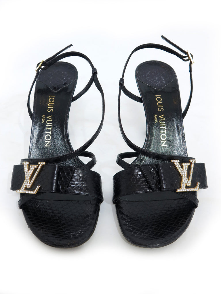 Louis Vuitton Snake-Embossed Leather Sandals
