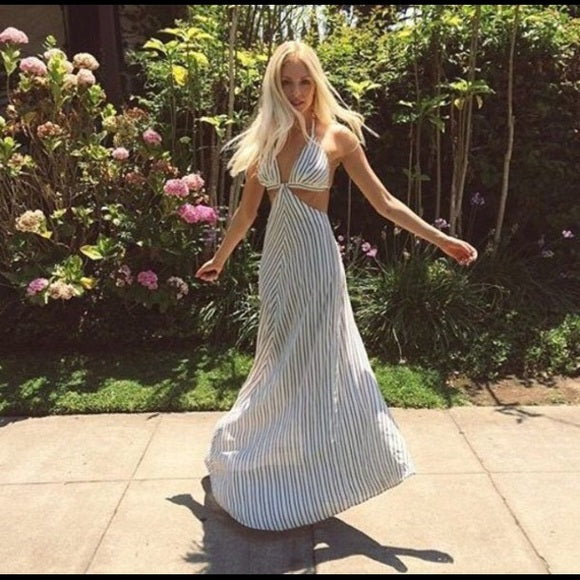 Reformation Stripe Cut-Out Maxi Dress