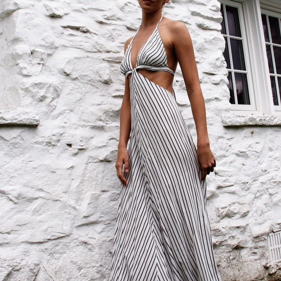 Reformation Stripe Cut-Out Maxi Dress