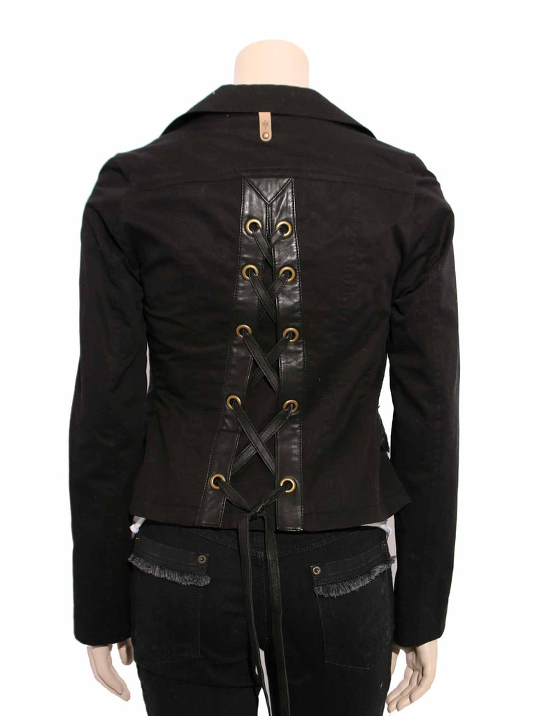 Mackage Ruffle Leather Cotton Blazer