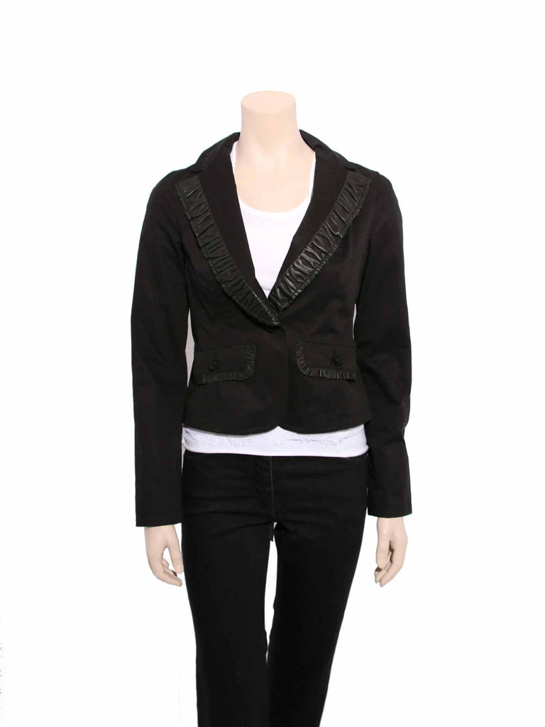 Mackage Ruffle Leather Cotton Blazer
