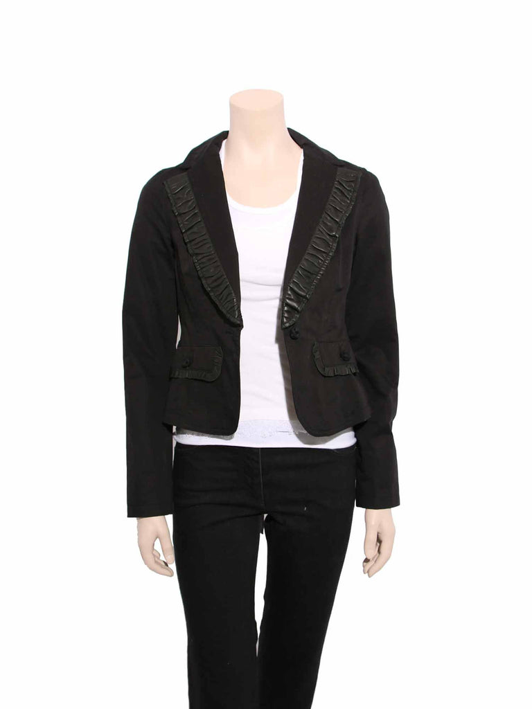 Mackage Ruffle Leather Cotton Blazer
