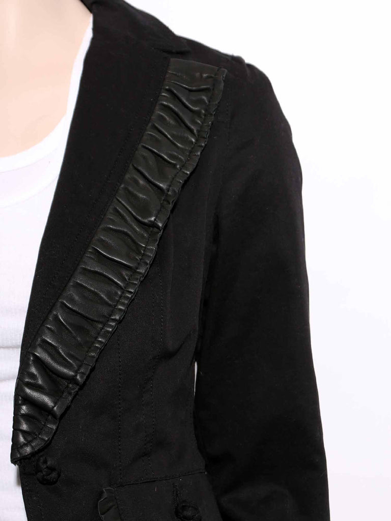 Mackage Ruffle Leather Cotton Blazer