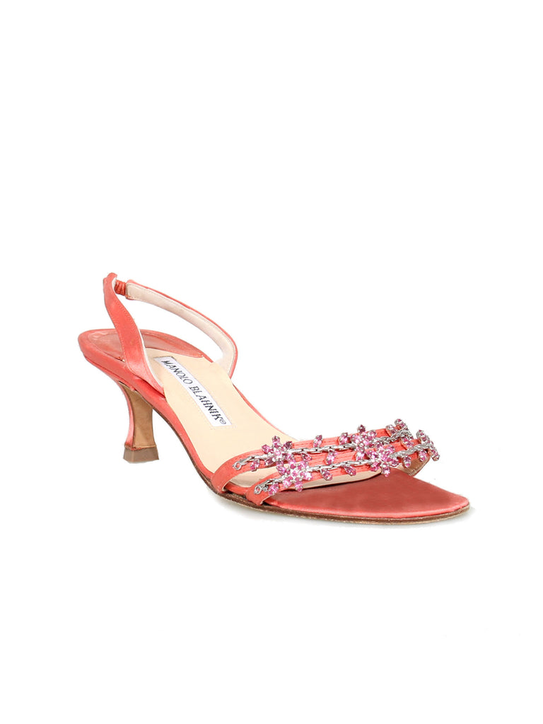 Manolo Blahnik Embellished Satin Sandals