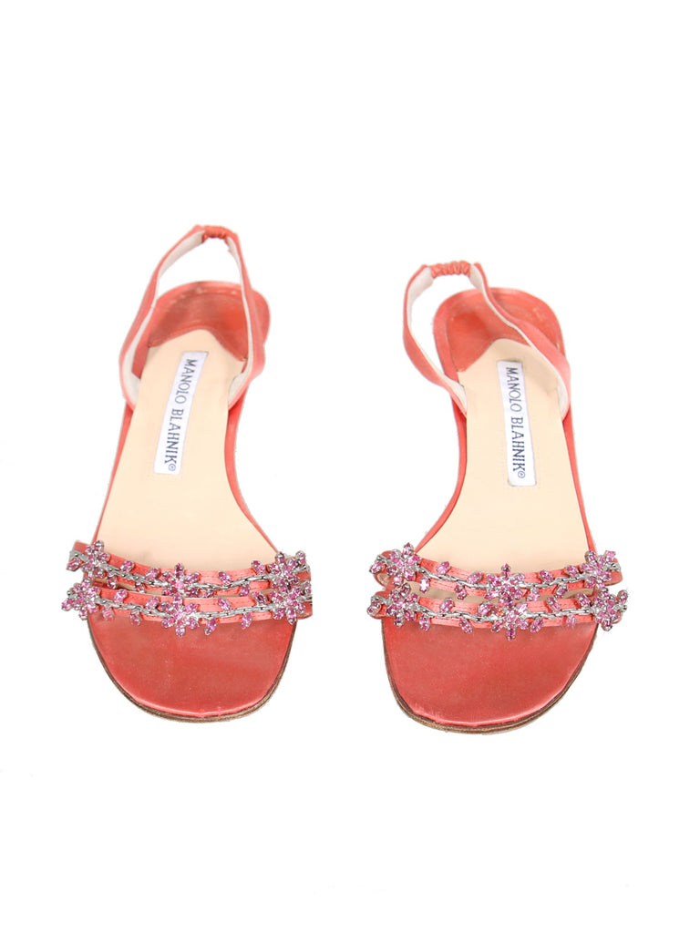 Manolo Blahnik Embellished Satin Sandals