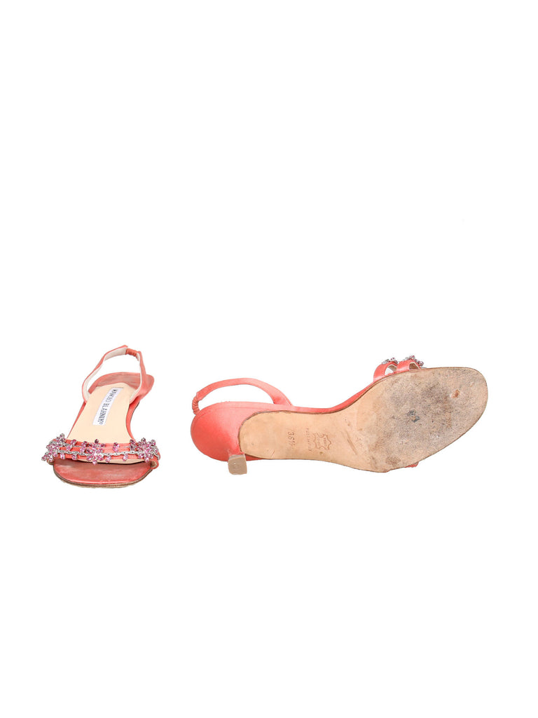 Manolo Blahnik Embellished Satin Sandals