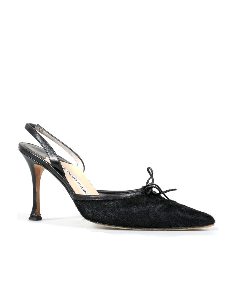 Manolo Blahnik Slingback Pointed Calf-Hair Pumps