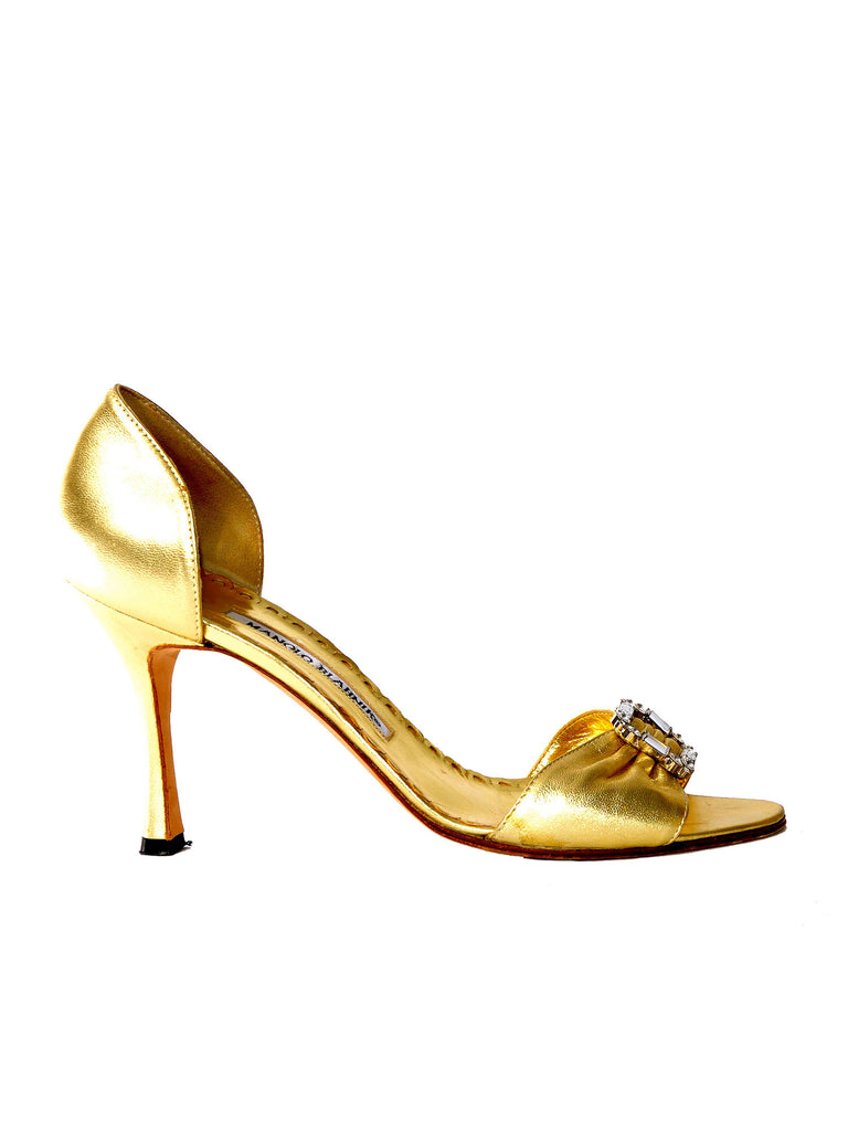 Manolo Blahnik Embellished Peep-Toe Sandals