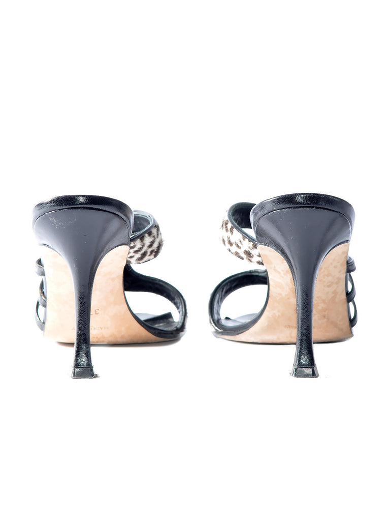 Manolo Blahnik Strappy Fur Trim Sandals