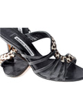 Manolo Blahnik Strappy Fur Trim Sandals