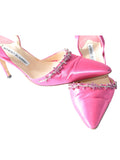 Manolo Blahnik Embellished Satin Slingbacks