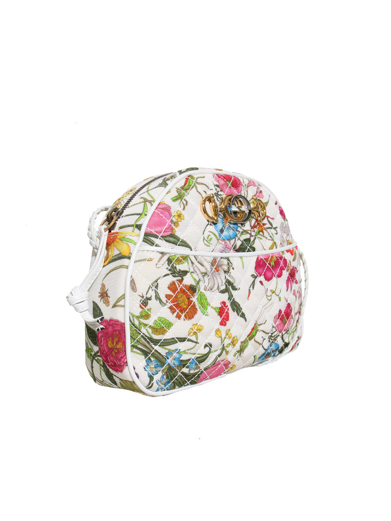 New Gucci Quilted Floral Canvas Cross Body Bag