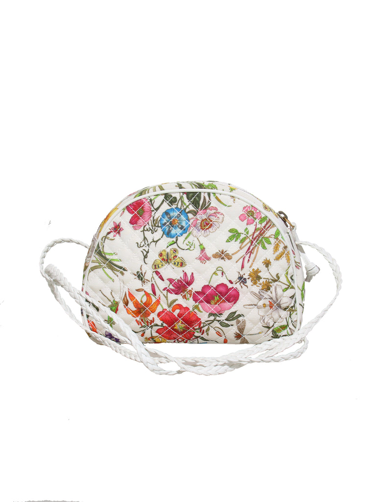 New Gucci Quilted Floral Canvas Cross Body Bag