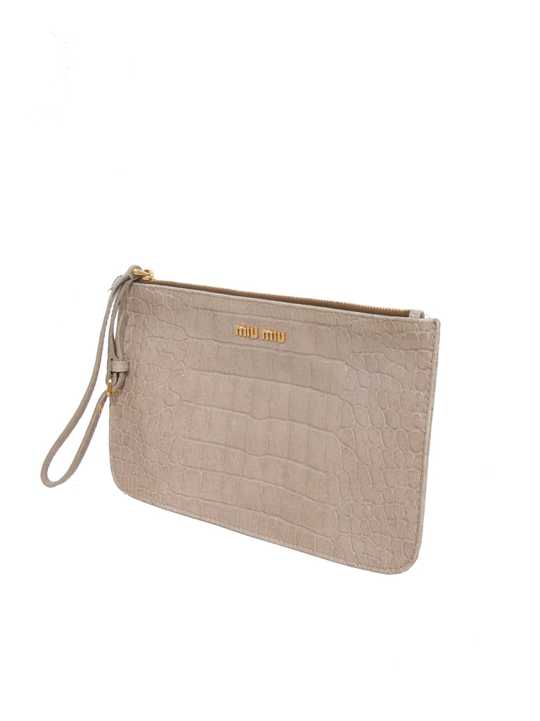 Miu Miu Embossed Leather Wristlet