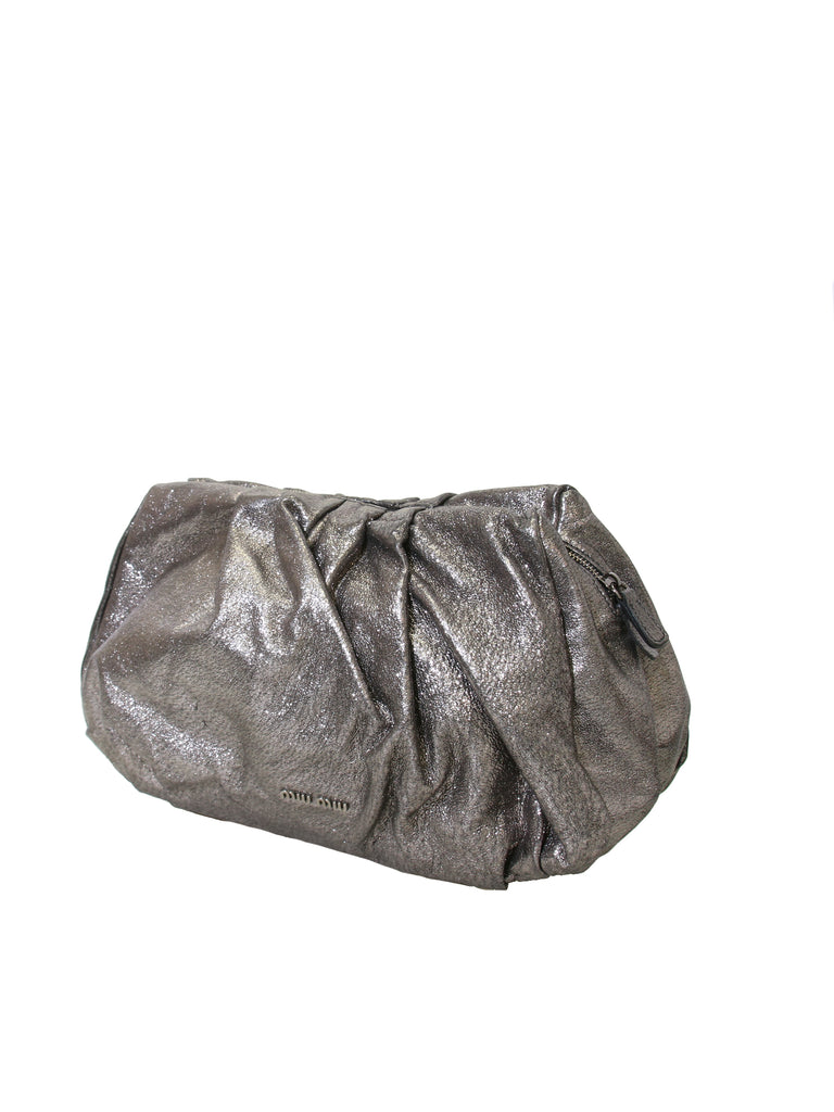 Miu Miu Metallic Leather Clutch Bag