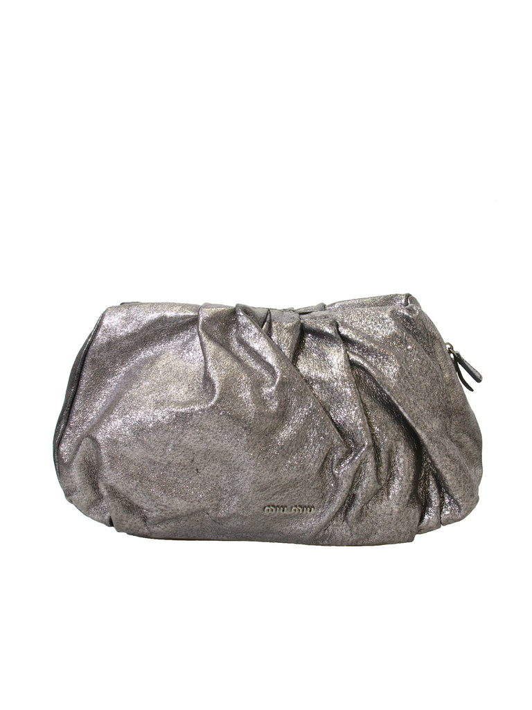 Miu Miu Metallic Leather Clutch Bag