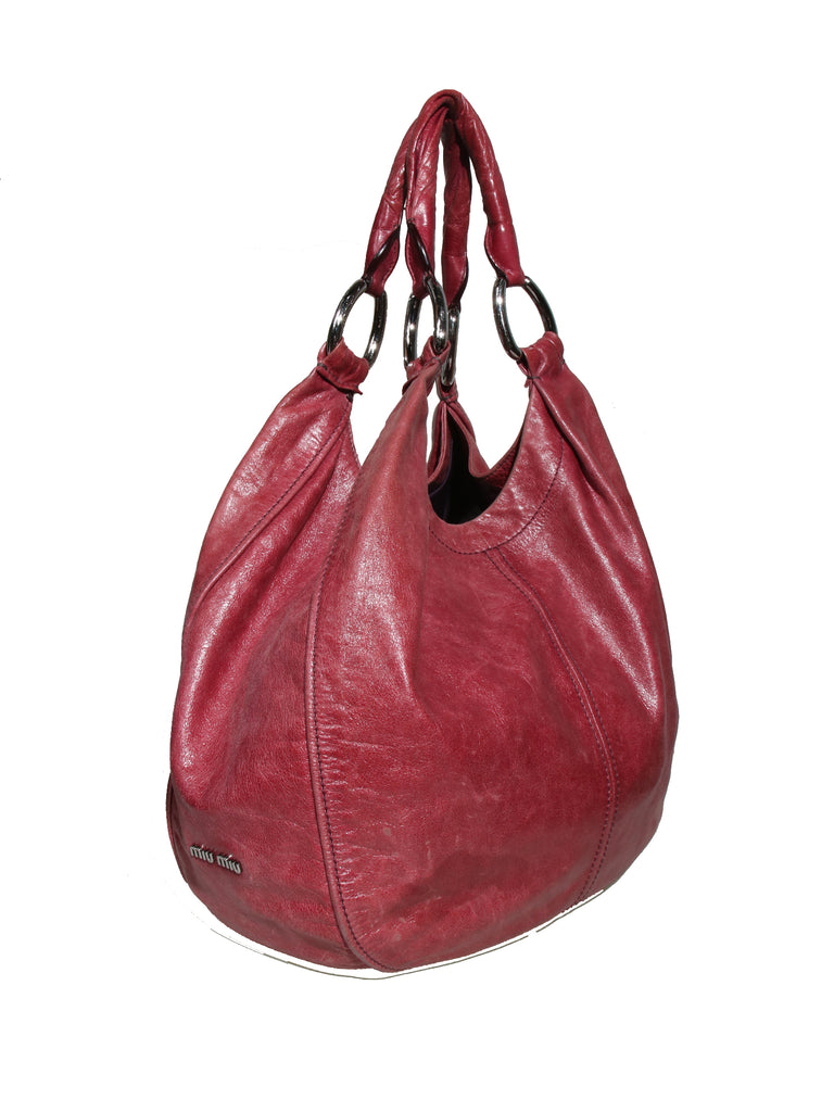 Miu Miu Leather Hobo Shoulder Bag
