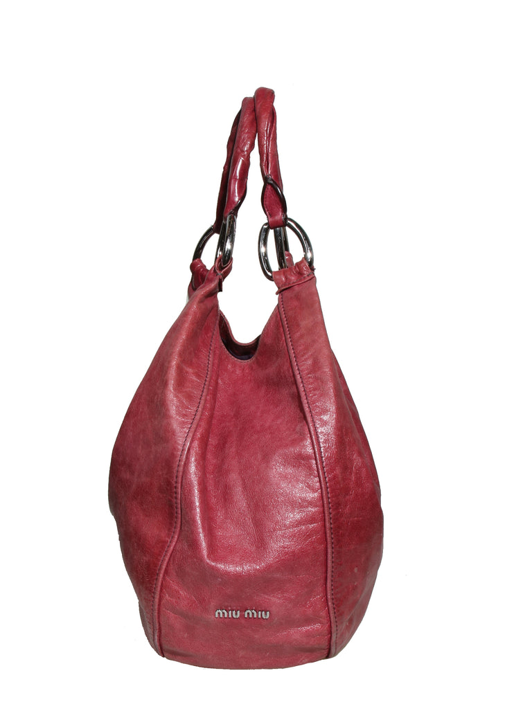 Miu Miu Leather Hobo Shoulder Bag