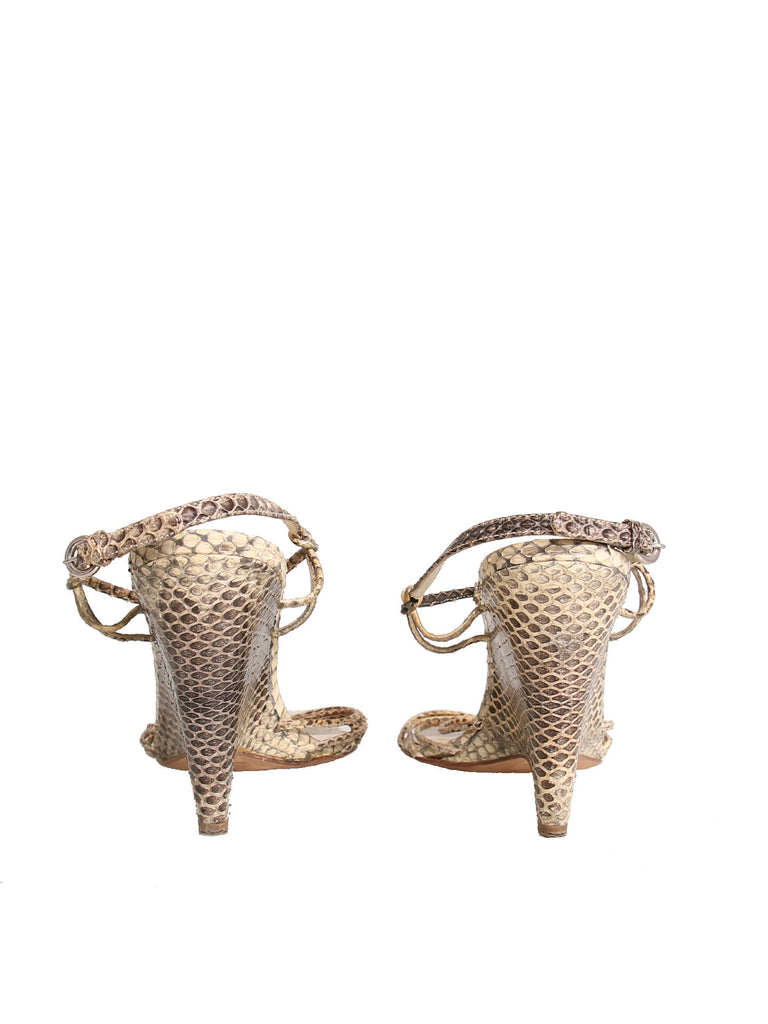 Miu Miu Strappy Snakeskin Wedges