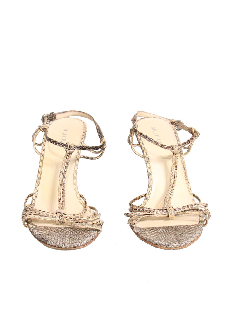 Miu Miu Strappy Snakeskin Wedges