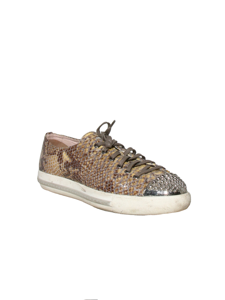 Miu Miu Snake-Print Low Top Sneakers