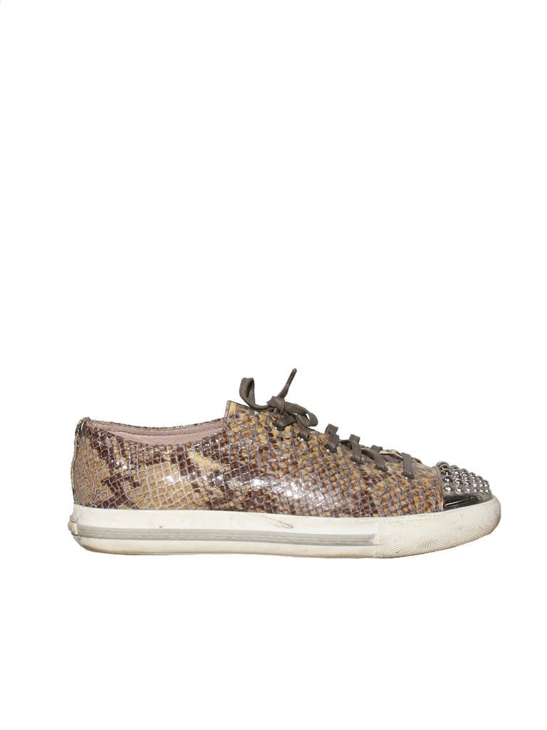 Miu Miu Snake-Print Low Top Sneakers