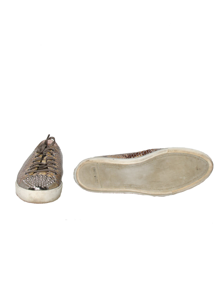Miu Miu Snake-Print Low Top Sneakers