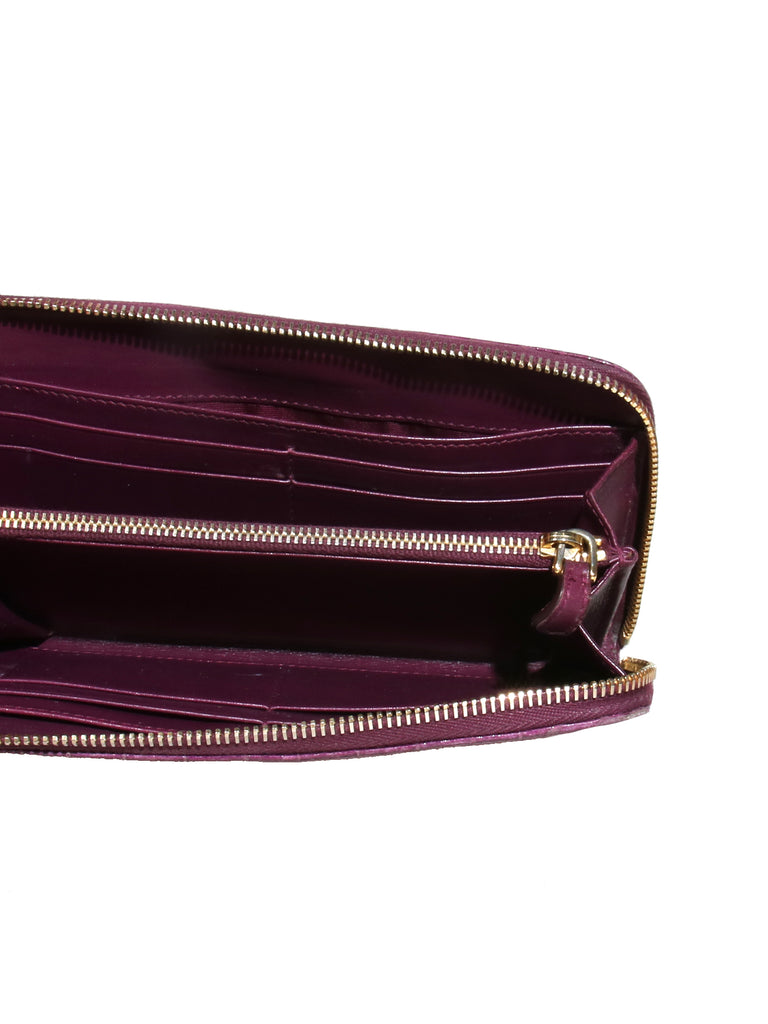 Miu Miu Zip Around Embossed Leather Wallet