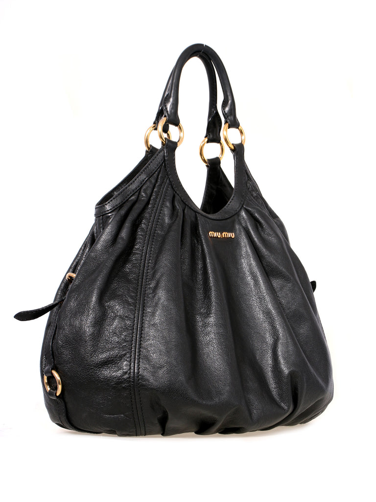 Miu Miu Leather Hobo Shoulder Bag