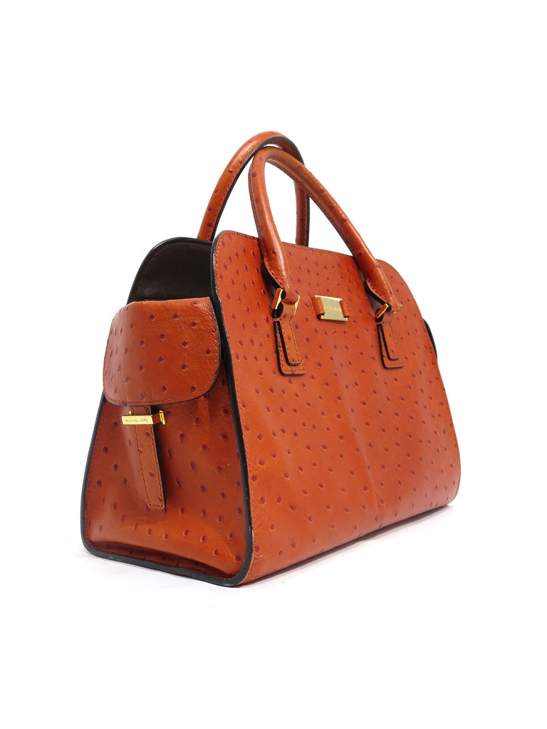 Michael Kors Gia Ostrich Embossed Leather Satchel