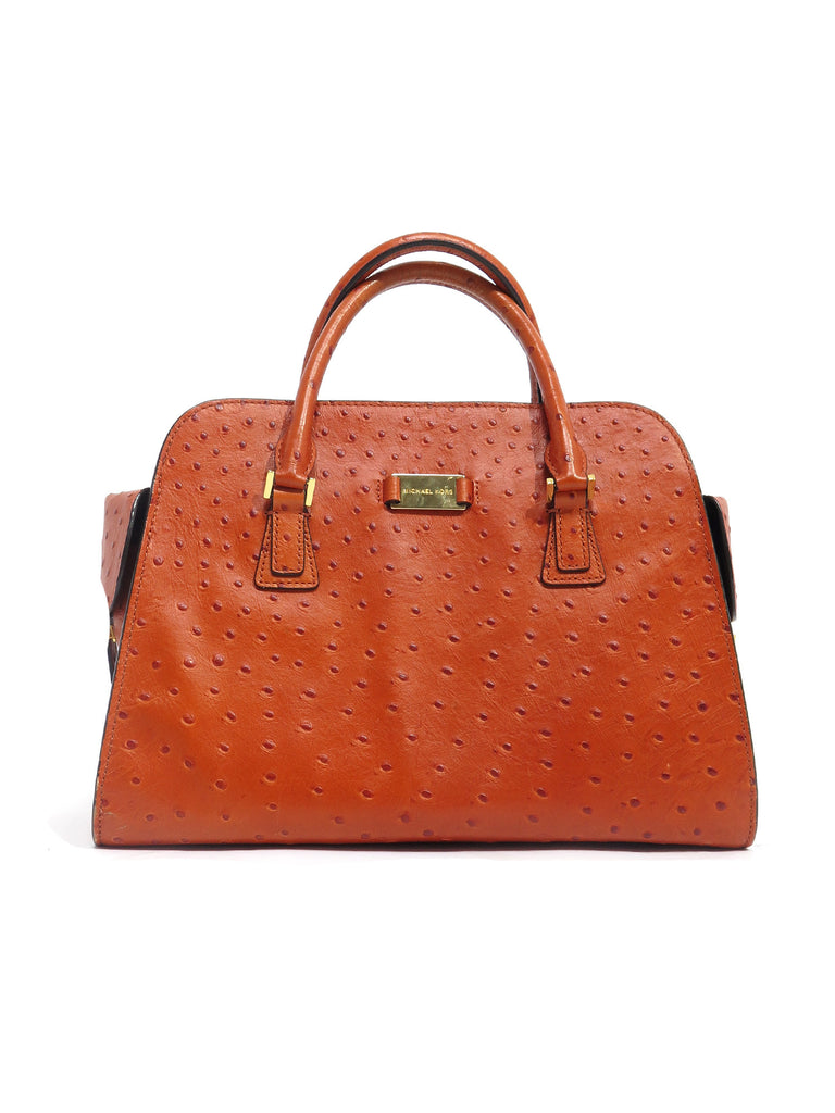 Michael Kors Gia Ostrich Embossed Leather Satchel