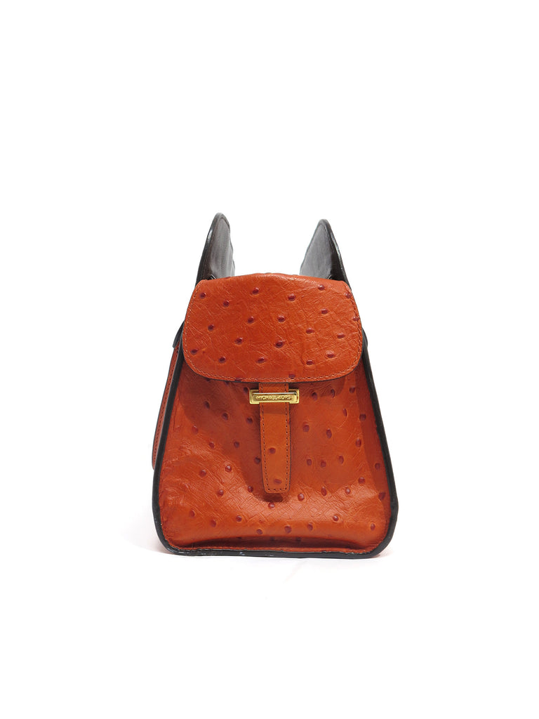 Michael Kors Gia Ostrich Embossed Leather Satchel