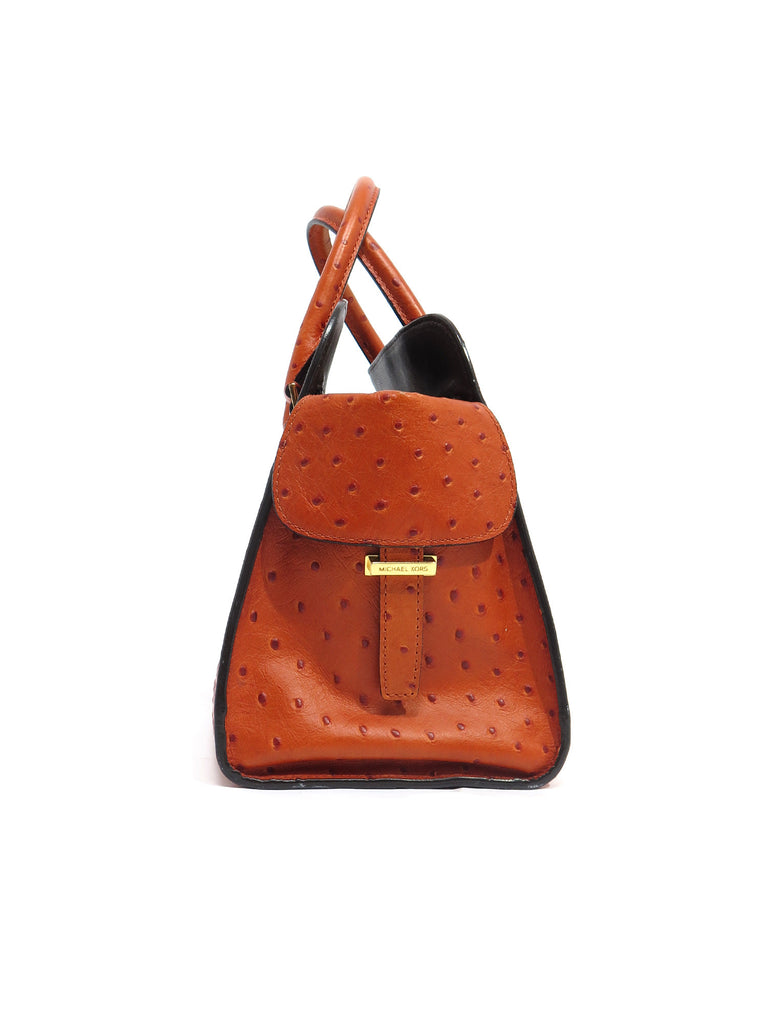 Michael Kors Gia Ostrich Embossed Leather Satchel
