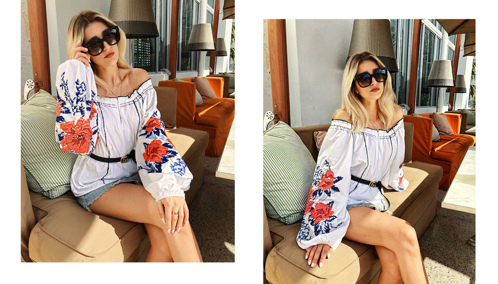 Parker Off-Shoulder Embroidered Top