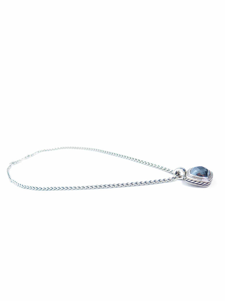 David Yurman Albion Pendant with Hematine and Diamonds and Wheat Chain Necklace