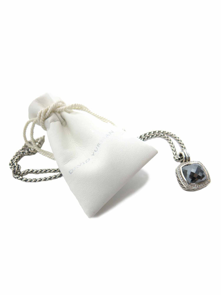 David Yurman Albion Pendant with Hematine and Diamonds and Wheat Chain Necklace