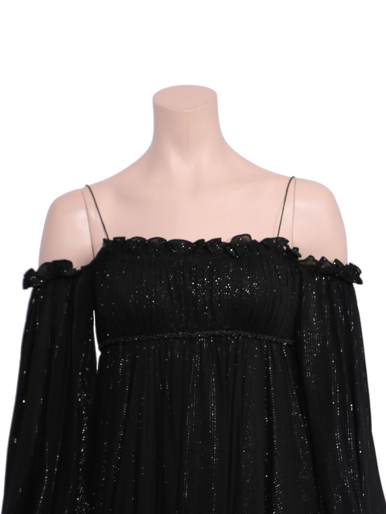 Marchesa Silk Off-Shoulder Dress