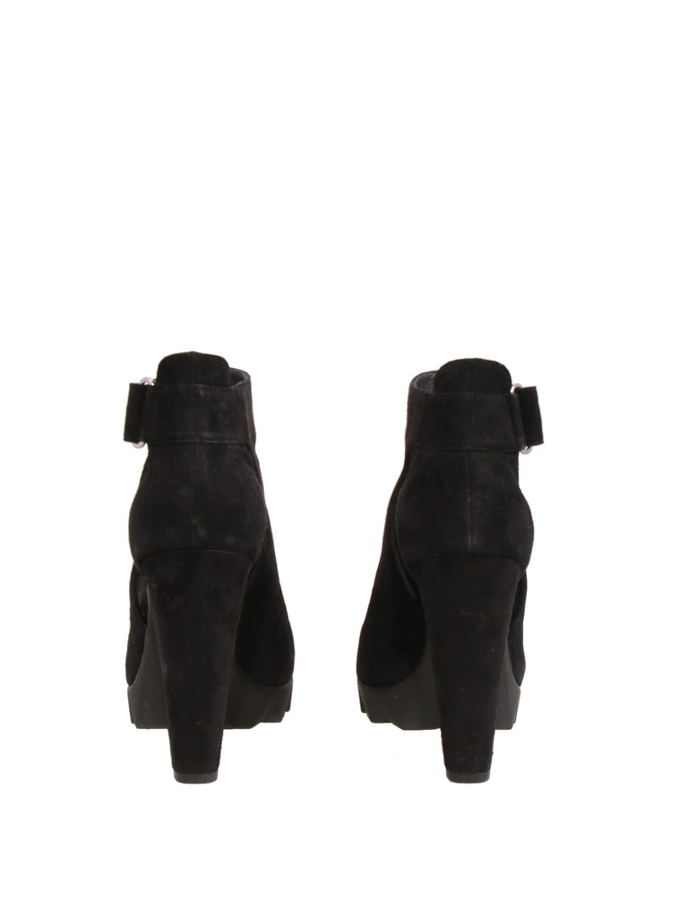 Stuart Weitzman Suede Open-Toe Booties
