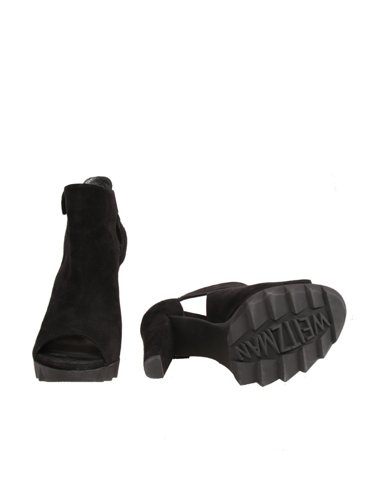 Stuart Weitzman Suede Open-Toe Booties