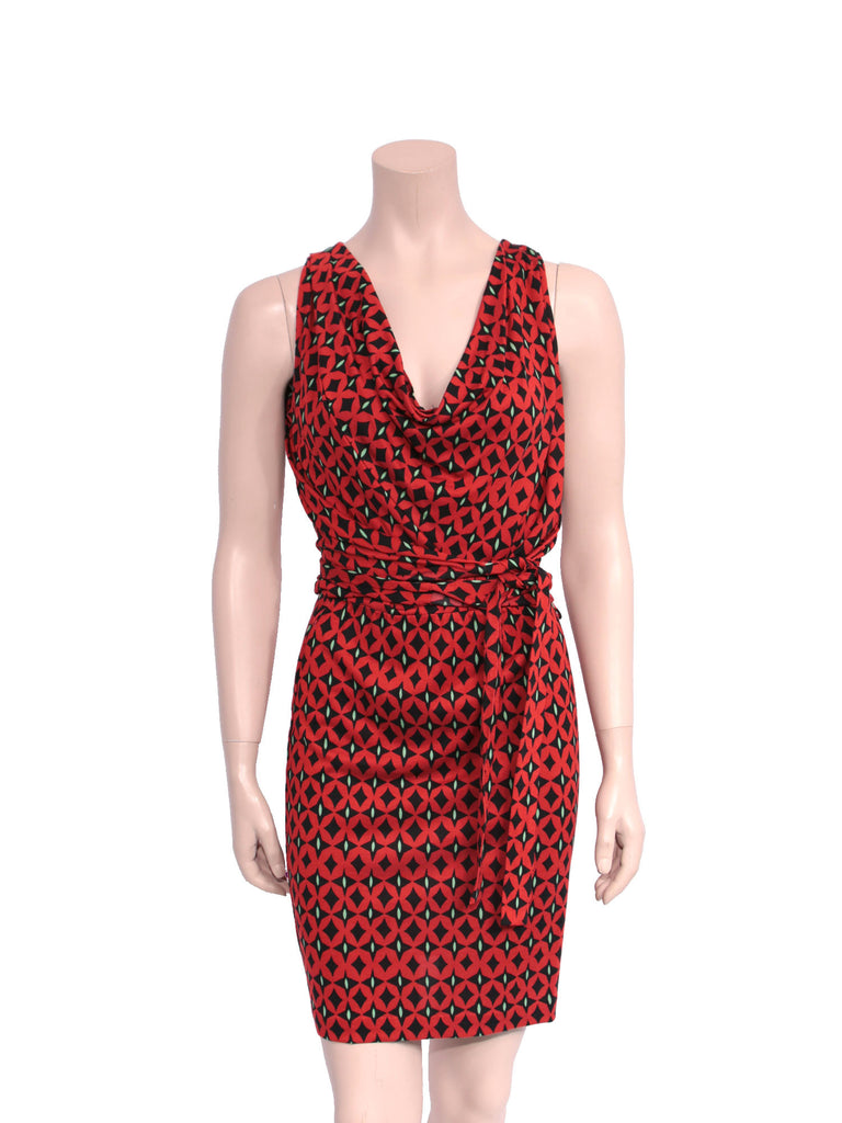 DVF Printed Cowl-Neck Dress
