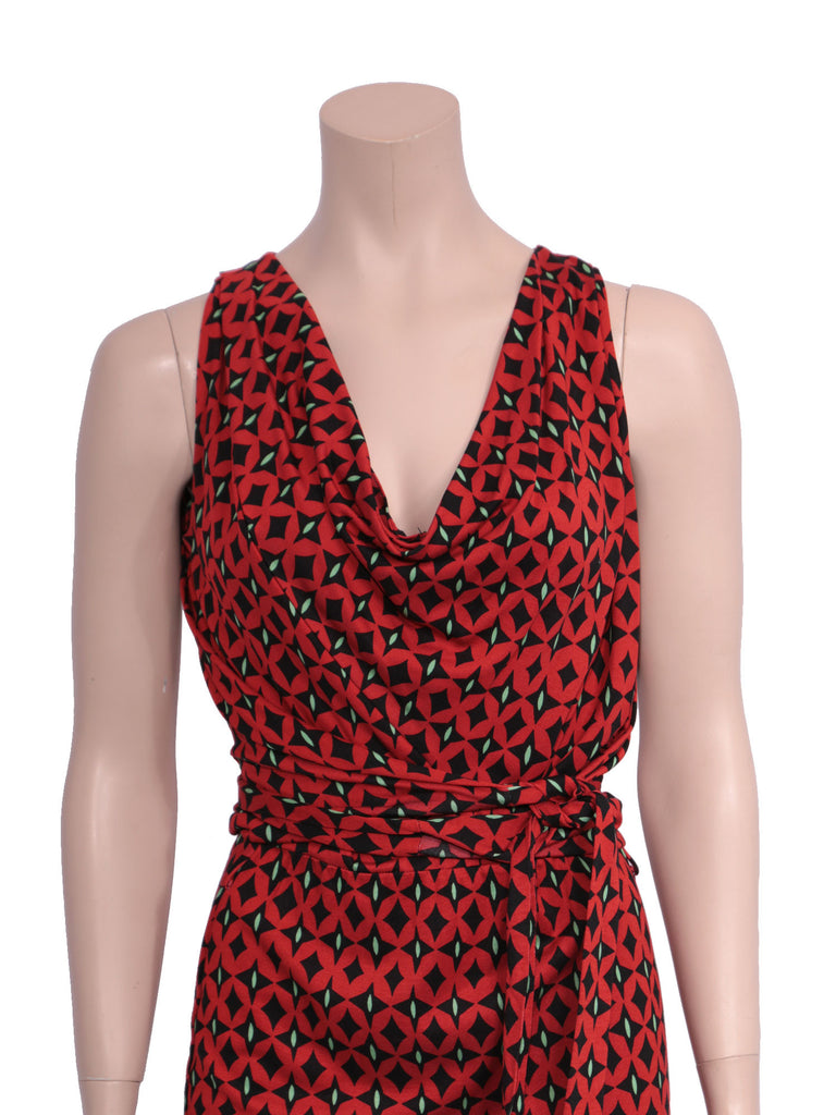 DVF Printed Cowl-Neck Dress